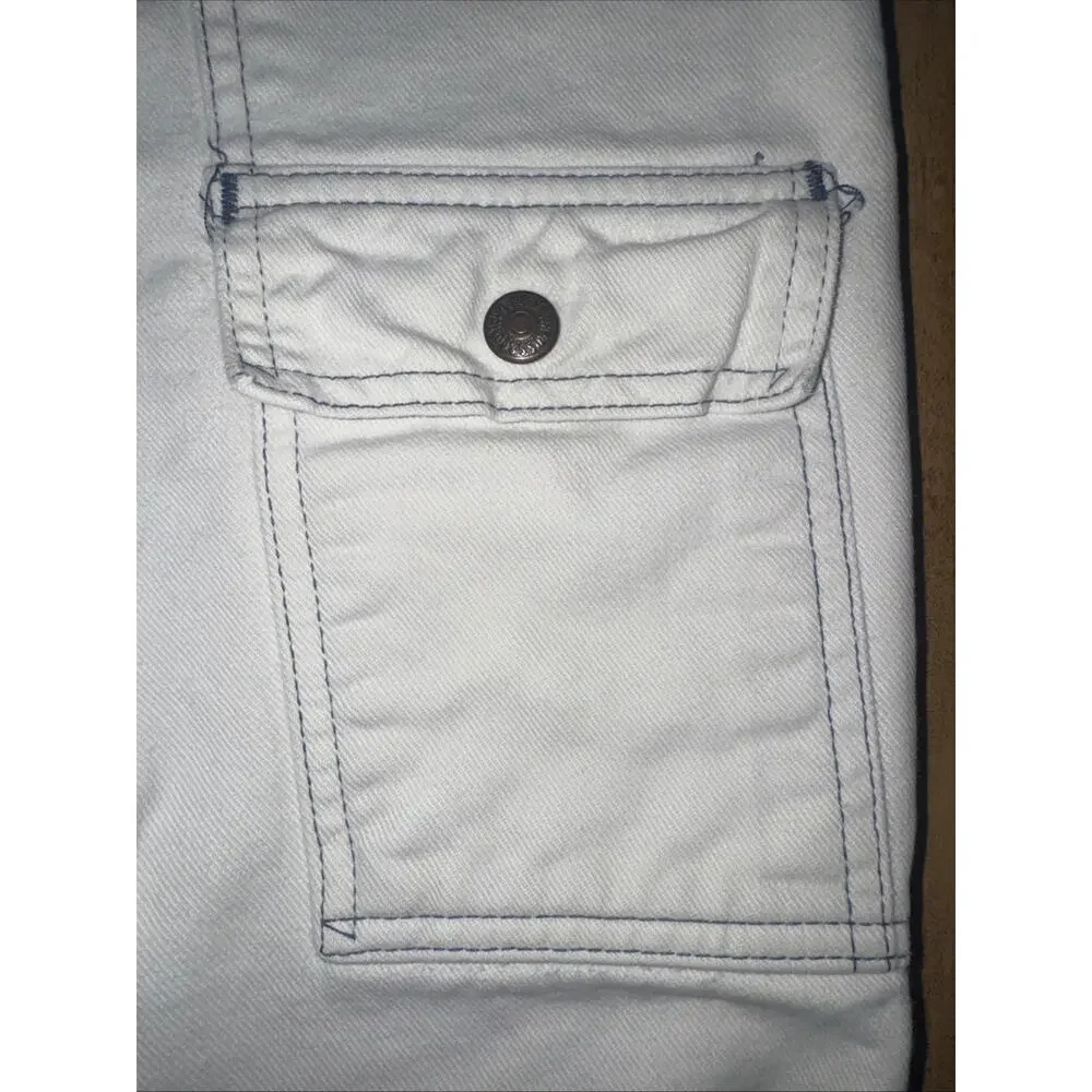 Levi’s Black Gold Tab Big E White Fatigue Cargo Pants With Blue Stitching 30x30